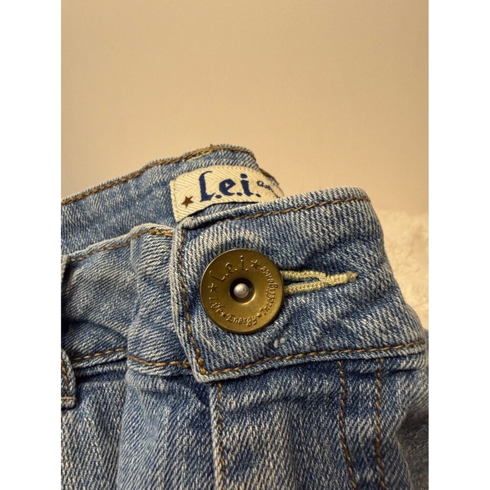L.E.I. Ashley Low Rise Micro Mini Patchwork Cuffed Denim Shorts Size 11 Y2K - Picture 8 of 9